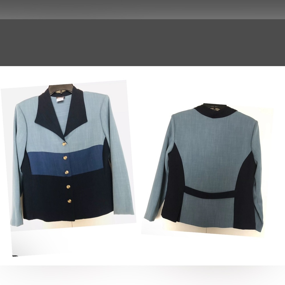 Helene Blake ColorBlock Blazer Petite 14P Vintage Career Workwear Casual Classic